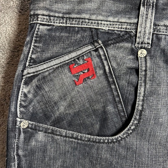 Y2K Pepe Jeans Jeans Mens 34 (fit 38x33) Faded Black Embroidery Baggy Wide Leg - Picture 6 of 16